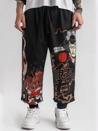 Pantalon ample décontracté imprimé de peinture de figurine de Ninja japonaiss - Newchic - Modalova