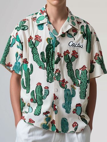 Chemises à manches courtes et col à revers imprimé cactuss - Newchic - Modalova