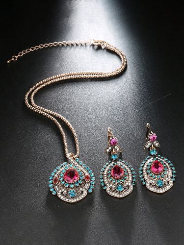 Pièces Vintage s ensemble de bijoux bohème mariée cristal mariage collier boucles d'oreilles bijoux - Newchic - Modalova