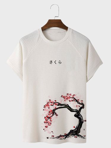 T-shirts à manches courtes et col ronds, fleurs de cerisier japonais - Newchic - Modalova