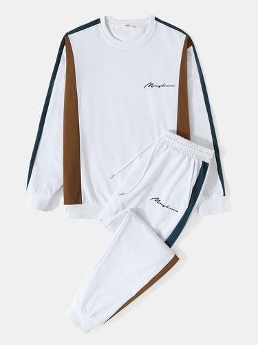 Sweat-shirt à capuche brodé patchwork rayés tenues preppy deux pièces - ChArmkpR - Modalova