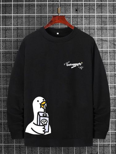Sweat-shirt à col ras du cou imprimé lettre de canard mignons hiver - ChArmkpR - Modalova