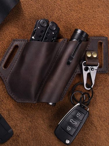 Gaine de ceinture de lampe de poche multifonction en cuir véritable extérieur EDC avec sac de ceinture porte-clés - Ekphero - Modalova