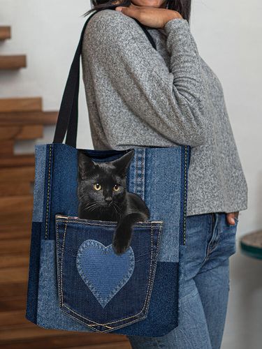 Women Felt Cute Cat Handbag Shoulder Bag Tote - Socofy-1 - Modalova