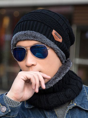 S femmes hiver Plus laine tricot chaud bonnet décontracté bonnet costume deux pièces avec écharpe circulaire - Newchic - Modalova