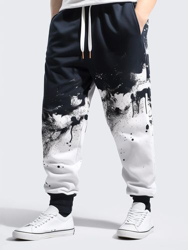 Pantalon ample à taille avec cordon de serrages, style chinois, imprimé à l'encre - ChArmkpR - Modalova
