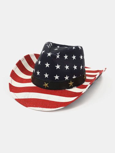 Drapeau américain Retro Western Cowboy Hat Summer Prairie Chapeau de paille - Newchic - Modalova
