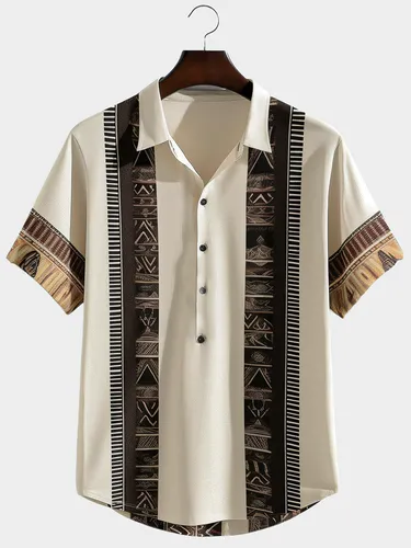 Chemises de golf à manches courtes et demi-boutons en patchwork à motif ethniques - ChArmkpR - Modalova