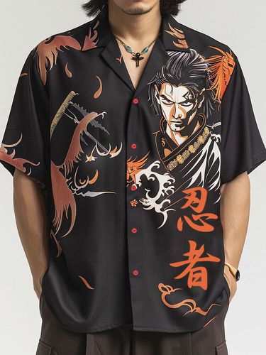 Chemises décontractées à col à revers imprimé peinture Ninja japonaises - Newchic - Modalova