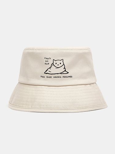 Unisex Cotton Cloth Lovely Cat Letter Print Casual Ourdoor Sunshade Foldable Flat Caps Bucket Hats - Collrown - Modalova