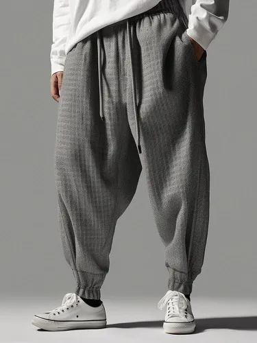 Pantalon à taille élastiques, Texture unie, manchette ample, cordon de serrage, hiver - ChArmkpR - Modalova