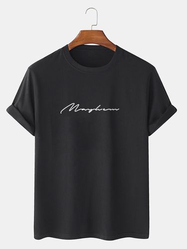 T-shirts à manches courtes 100 % coton à imprimé lettre manuscrite - Mensclo - Modalova