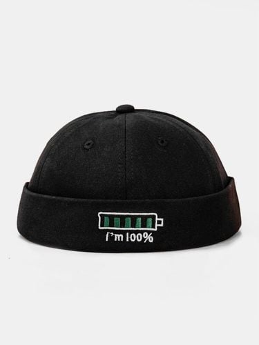 Unisex Polyester Cotton Fully Charged Pattern Embroidery All-match Adjustable Brimless Beanie Landlord Caps Sku - Collrown - Modalova