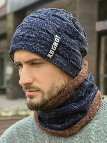 Bonnet tricoté avec bonnet en laine rembourrée en velours - Newchic - Modalova