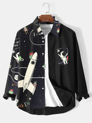 Chemises à manches longues à revers avec imprimé de vaisseau spatial d'astronaute de dessin animés, hiver - ChArmkpR - Modalova