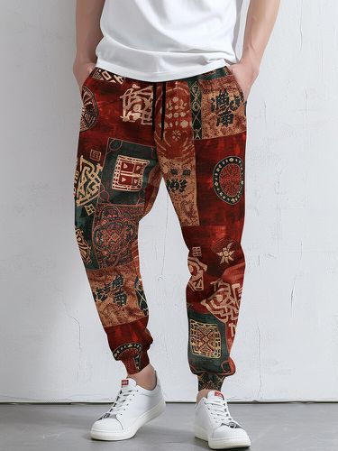 Pantalon à poches latérales imprimé motif ethnique géométriques - Newchic - Modalova