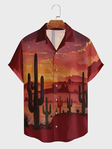 Chemises décontractées à col à revers imprimé paysage de cactuss - Newchic - Modalova