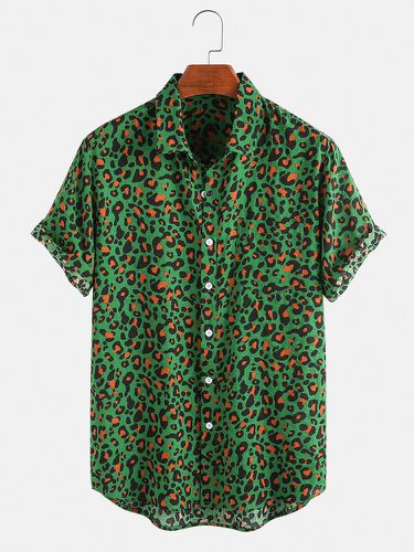 Mens Leopard Print Summer Breathable Short Sleeve Shirts - ChArmkpR - Modalova