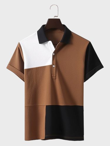 Chemises de golf décontractées à manches courtess Color Block Patchwork - Newchic - Modalova