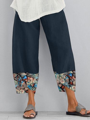 Pantalon taille élastique avec poches patchwork imprimé poisson avec poches - ZANZEA - Modalova
