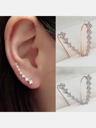 Boucles d'oreilles manchette strass à la mode élégant argent couleur or Piercing clip boucles d'oreilles bijoux chic - Newchic - Modalova