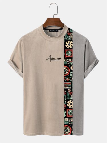 T-shirts à manches courtes à col montant et à imprimé géométriques - Mensclo - Modalova