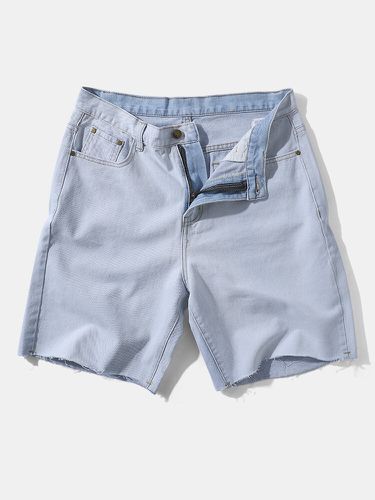 Men Light Color Zipper Pockets Jeans Shorts - Newchic - Modalova