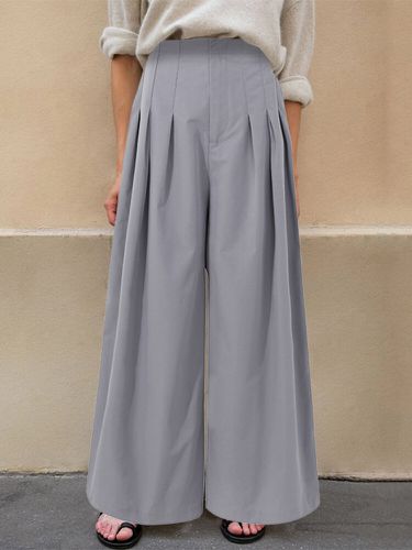 Pantalon plissé à taille haute avec poches latérales zippées à l'avant - Celmia - Modalova