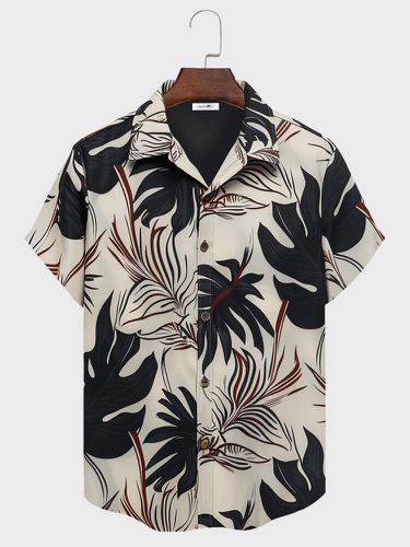 Chemises à manches courtes boutonnées à revers imprimé feuilles tropicaless - Newchic - Modalova
