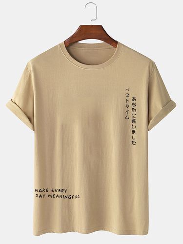 T-shirts à manches courtes et col rond imprimé slogan japonaiss - Newchic - Modalova