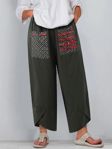 Patchwork Imprimé Ethnique Plus Taille Pantalon Avec Poches - Newchic - Modalova