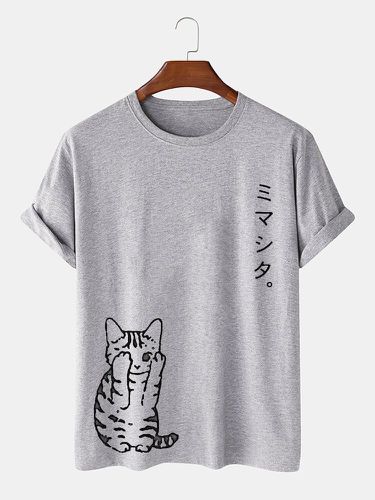 T-shirts à manches courtes à col rond et imprimé chat japonaiss - ChArmkpR - Modalova