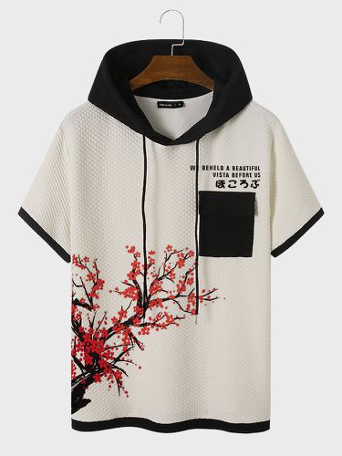 T-shirts Ã  capuche Ã  manches courtes et imprimÃ© floral japonaiss - Newchic - Modalova