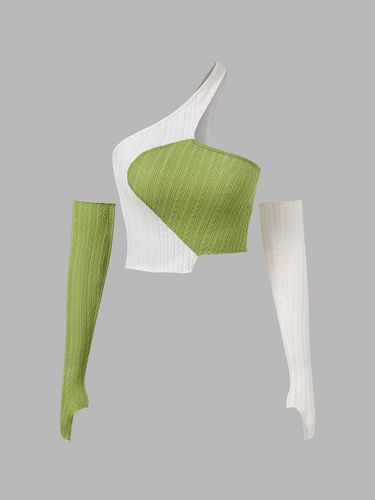 Top court à épaules asymétriques One de couleur contrastée avec manches amovibles - RINSTA - Modalova