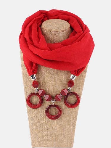 Collier écharpe en résine de fil de Bali de couleur unie avec pendentif en perles géométriques vintage - Newchic - Modalova