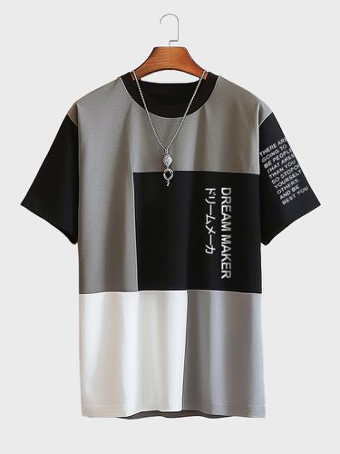 T-shirts à manches courtes en patchwork de blocs de couleurs impriméss - Newchic - Modalova