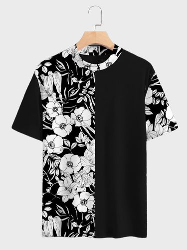 T-shirts à manches courtes et col rond à imprimé florals - Newchic - Modalova