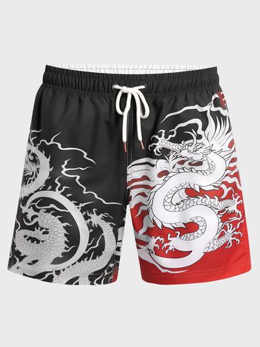 Short à taille avec cordon de serrage imprimé dragon chinoiss avec poche - Newchic - Modalova