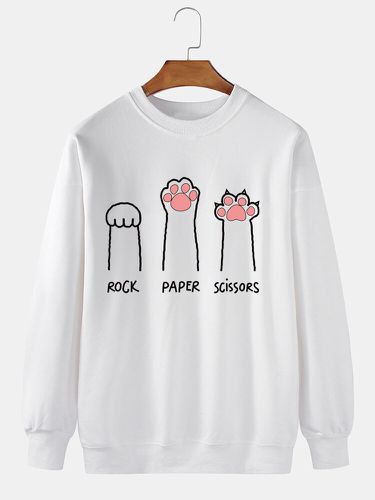 Sweat-shirt à col ras du cou imprimé avec lettres de griffe de chats - ChArmkpR - Modalova