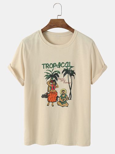 T-shirts à manches courtes en coton à col rond et imprimé tropicals - ChArmkpR - Modalova