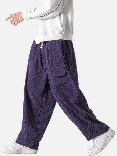 Pantalon cargo droit en velours côtelé de couleur unies - Newchic - Modalova