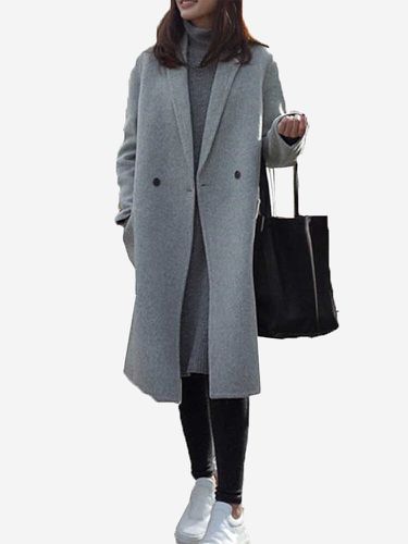 Manteau long ample en couleur pure - ZANZEA - Modalova
