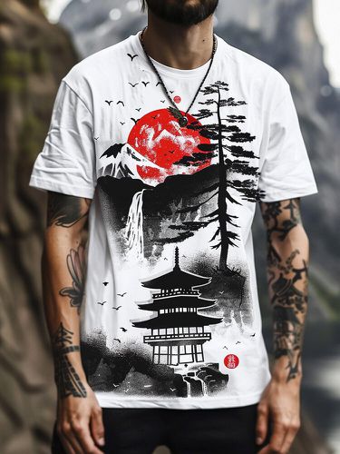 T-shirts à manches courtes imprimés paysage japonaiss - Newchic - Modalova