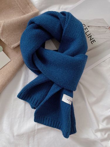 Écharpe de chaleur simple tricotée unisexe de couleur unie épaissie automne hiver - Newchic - Modalova