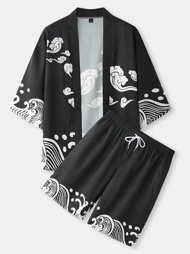 Kimono ouvert sur le devant avec imprimé nuage japonais - ChArmkpR - Modalova