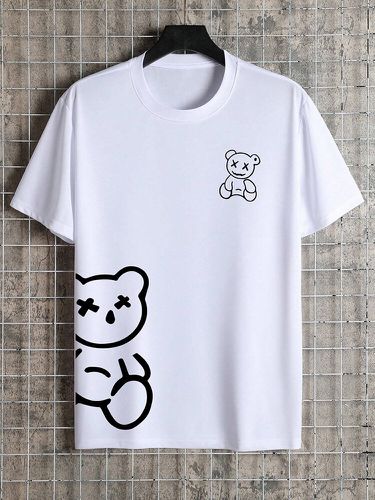 T-shirts à manches courtes et col rond imprimé petit ourss - Newchic - Modalova