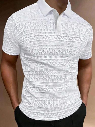 Chemises de golf décontractées à manches courtess, motif géométrique texturé - Newchic - Modalova