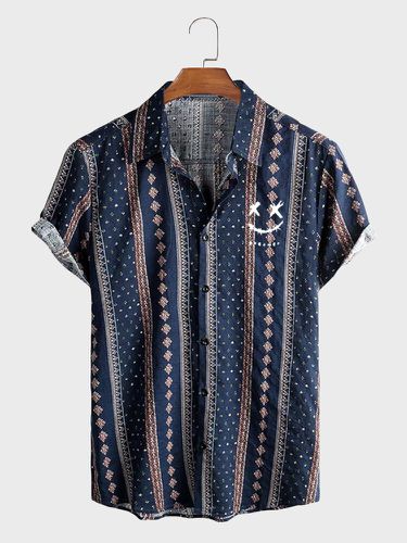 Chemises décontractées à manches courtes avec col à revers et motif géométriques - Newchic - Modalova