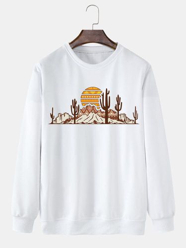 Sweat-shirt à col rond imprimé paysage de cactuss, hiver - ChArmkpR - Modalova