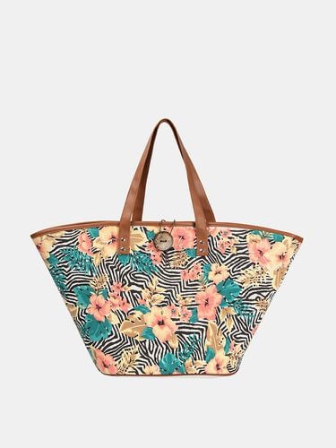 Women's Ethnic Printed Multicolor Large-capacity Tote Bag Floral Print Portable Beach Bag Handbag - Socofy-1 - Modalova